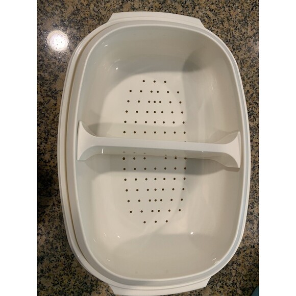 Tupperware Steamer Vintage 1273-3 Vegetable Rice Teal Turquoise Heart - Picture 2 of 4